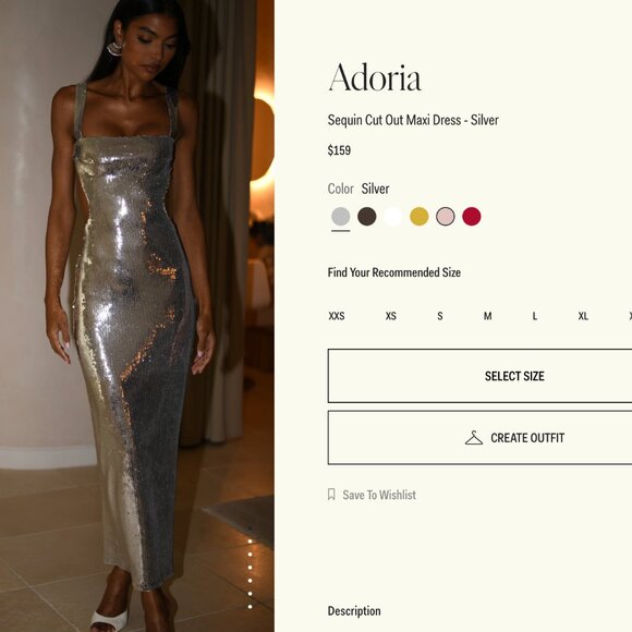 Adoria Sequin Cut Out Maxi Dress - Silver - Picture 3 of 5